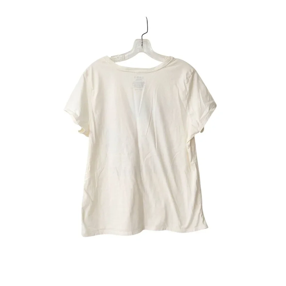 Wild Flowers Graphic T-Shirt Womens L Cream Short Sleeve Casual Top Cotton Blend - Picture 2 of 4